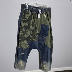 Camouflage Patchwork Denim Joggers
